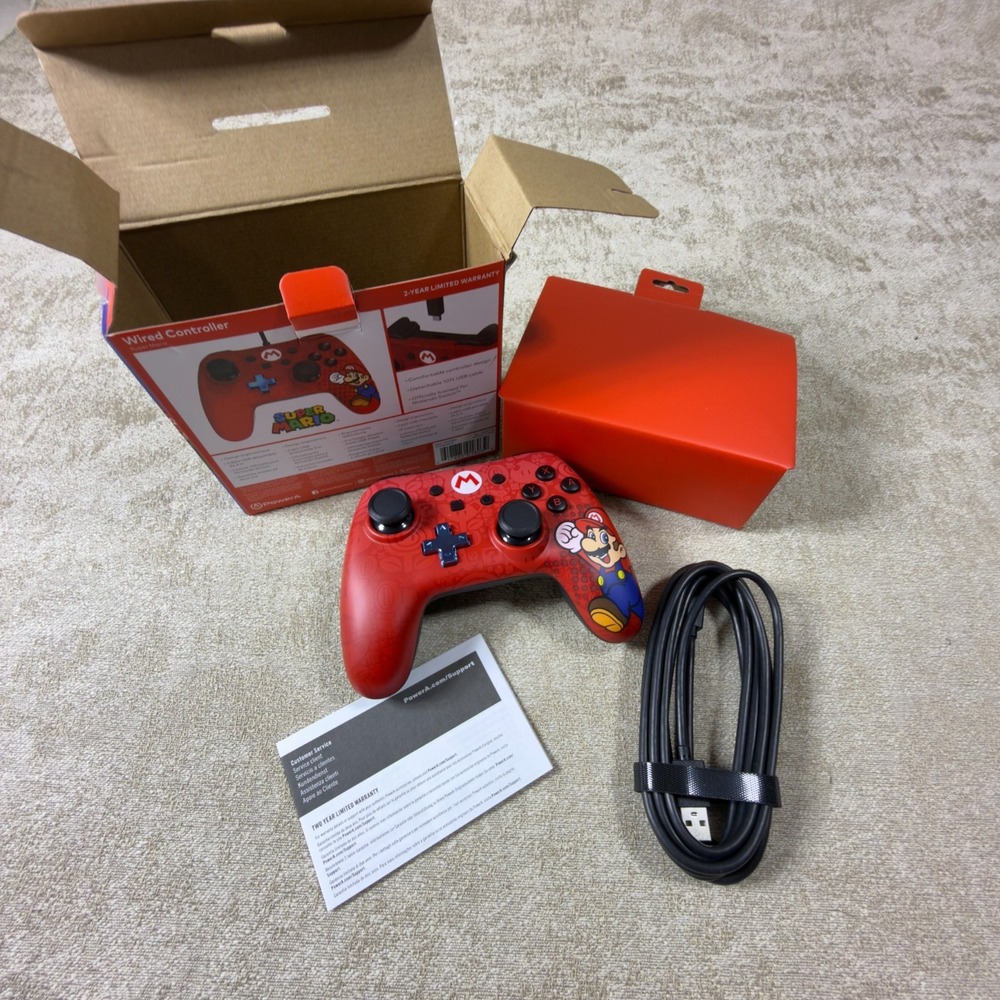 PowerA Super Mario Wired Controller Nintendo Switch Red w/ USB Cable & Box